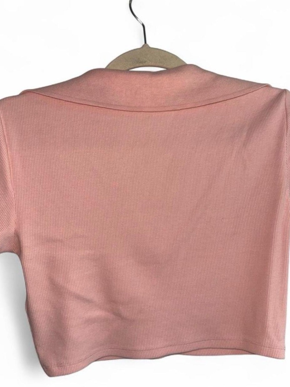 Zara Ribbed Collared Crop Top – Size Medium - Picture 2 of 3